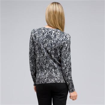 Button Front Crew Neck Cardigan, , large