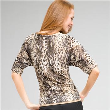 Animal print Boat Neck Sweater, , large