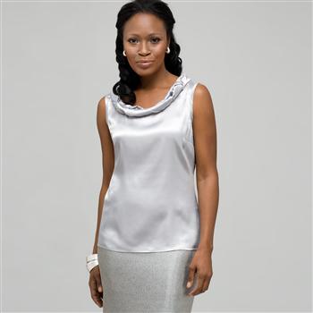Sleeveless Twist Neck Blouse, , large