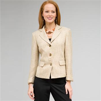Notch Collar Basket Weave Jacket, , large
