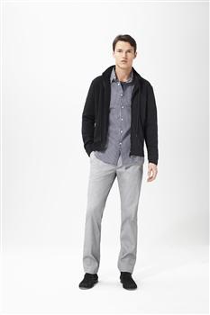Straight Leg Trousers with Two Back Besom Pockets, , large