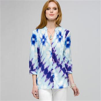 3/4 Sleeve Pleated Tunic, , large