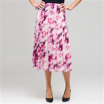 Long Floral Pintucked Skirt, , large