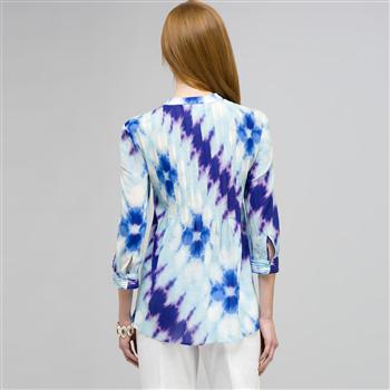 3/4 Sleeve Pleated Tunic, , large