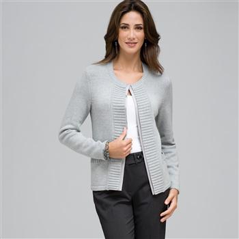 Rib Trim Cardigan, , large