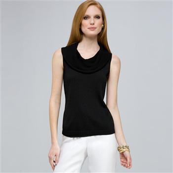 Sleeveless Cowl Neck Knit., , large