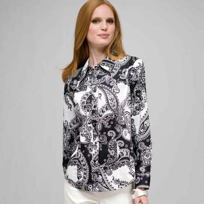 Paisley Shirt, Black & White, medium